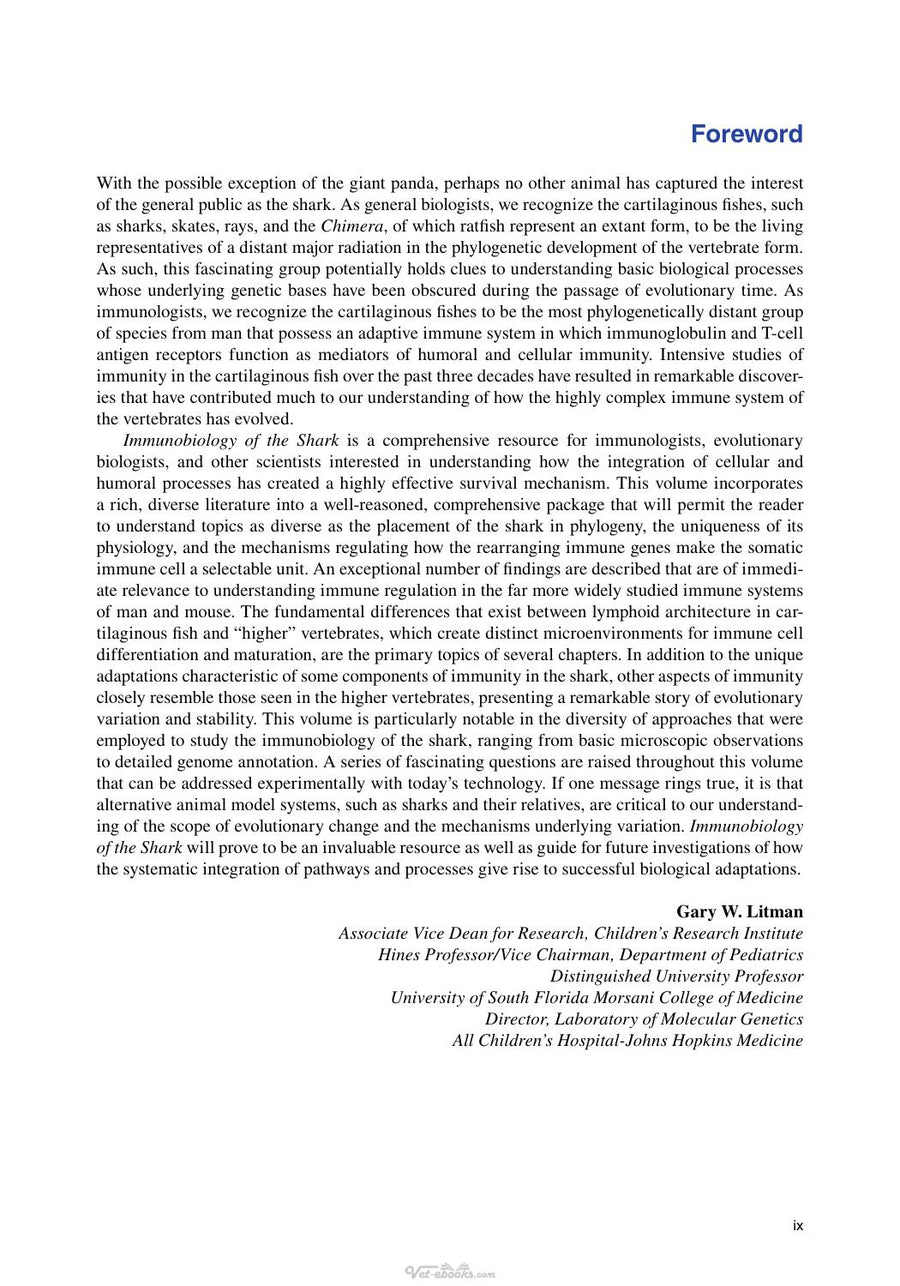 Preview page of Immunobiology of the Shark