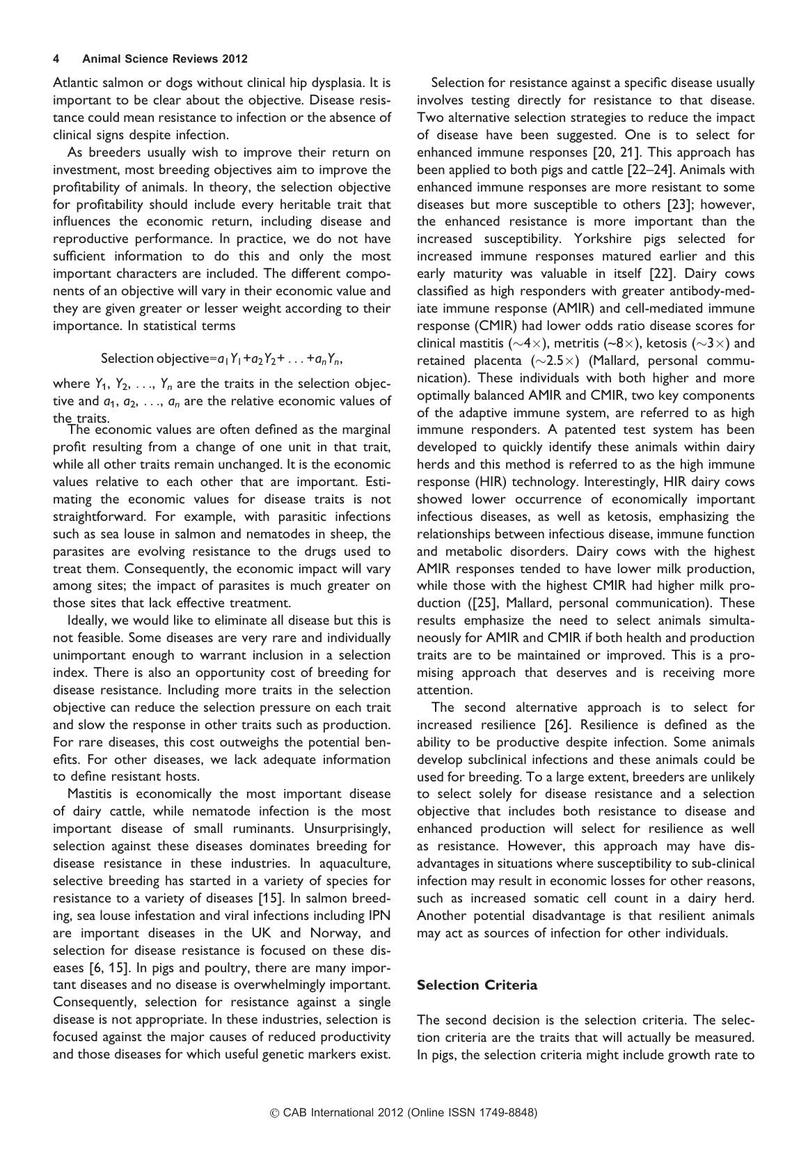 Animal Science Reviews 2012