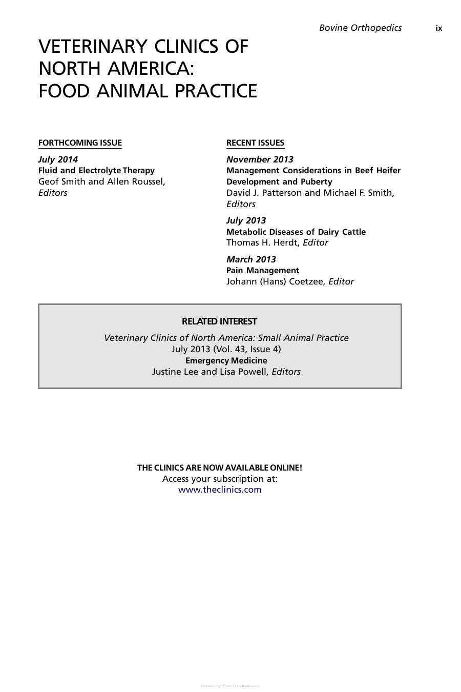 Bovine Orthopedics An Issue Of Veterinary Clinics Of North America Food Animal Practice