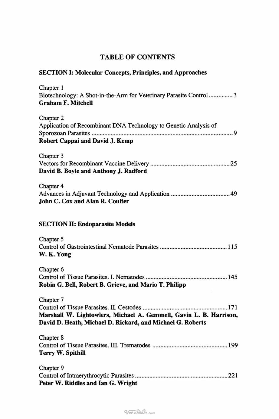 Animal Parasite Control Utilizing Biotechnology