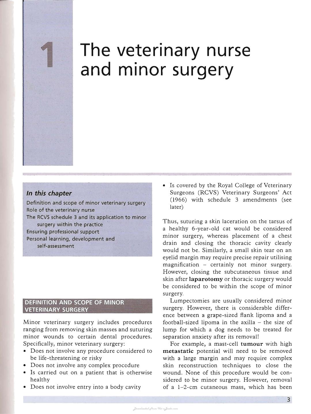 Minor Veterinary Surgery A Handbook For Veterinary Nurses
