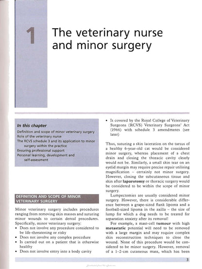 Minor Veterinary Surgery a Handbook for Veterinary Nurses