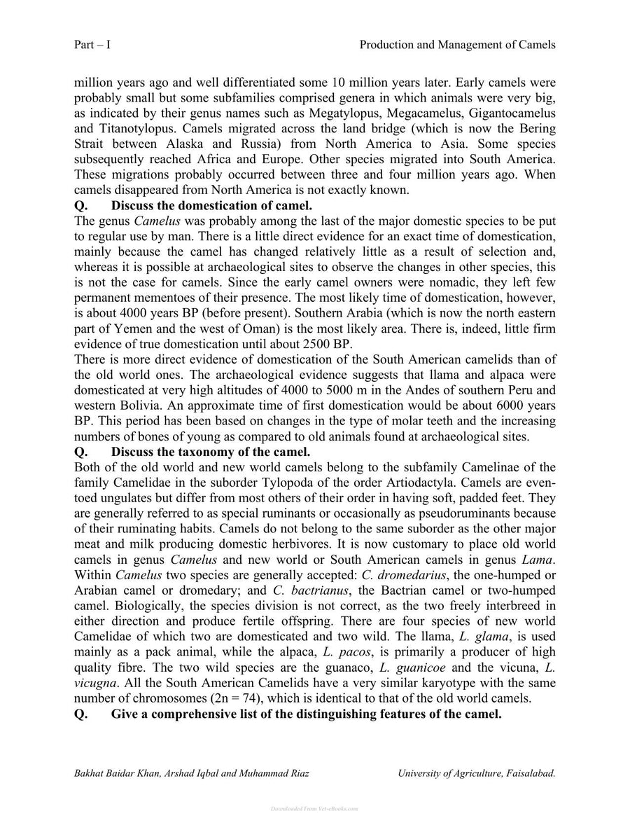 Preview page of Production and Management of Camels