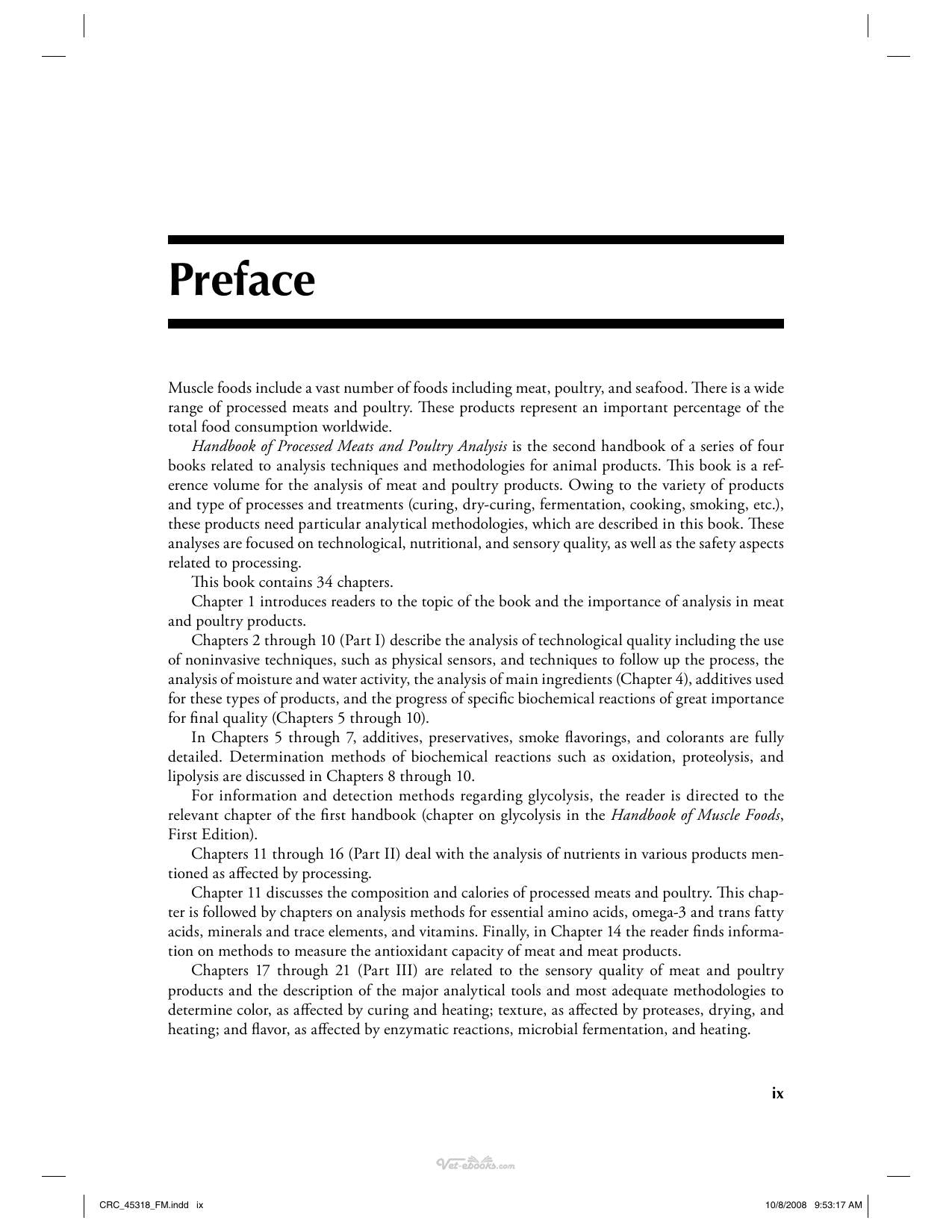 Handbook Of Processed Meats And Poultry Analysis