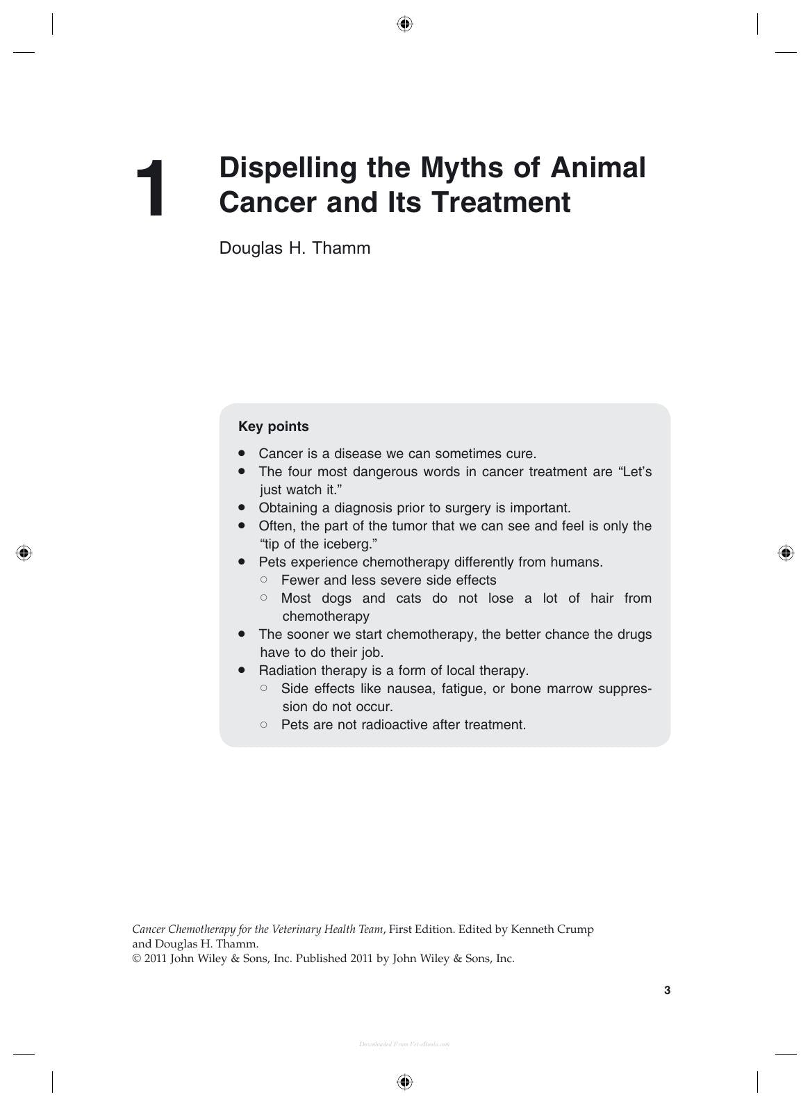Cancer Chemotherapy For The Veterinary Health Team