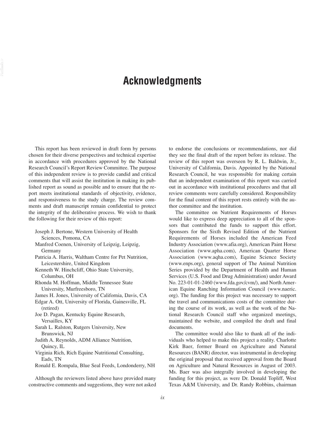 Nutrient Requirements Of Horses 6Th Revised Edition