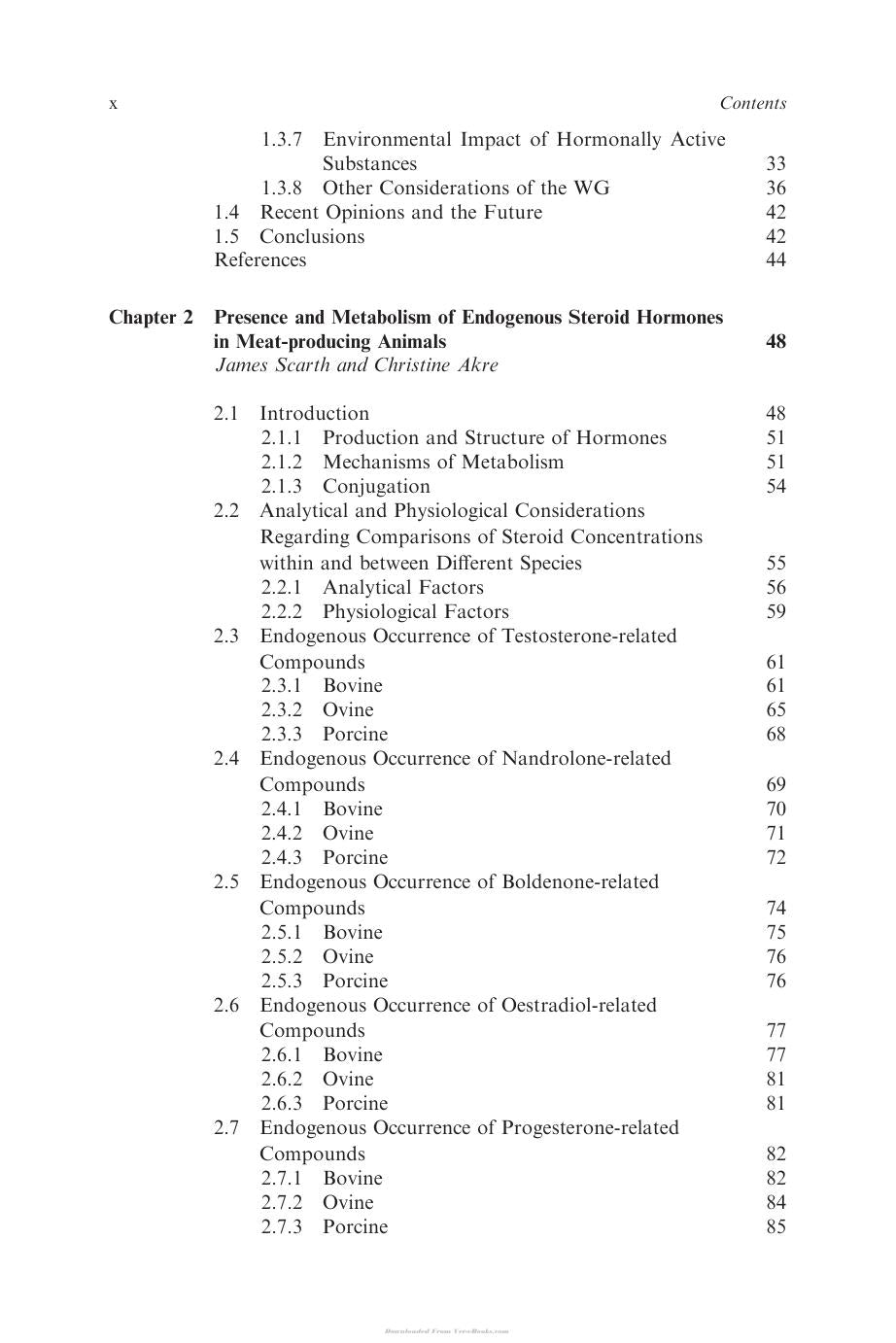Analyses For Hormonal Substances In Food Producing Animals