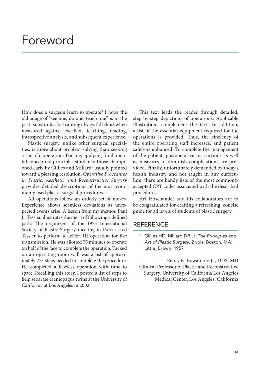 Preview page of Operative Procedures in Plastic, Aesthetic and Reconstructive Surgery