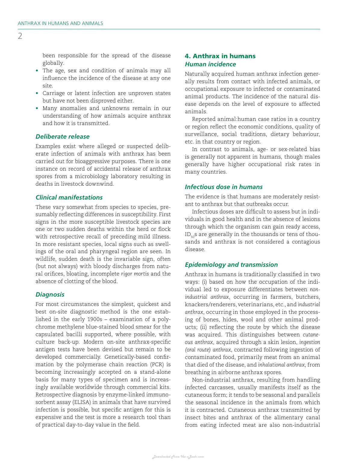 Anthrax In Humans And Animals 4Th Edition