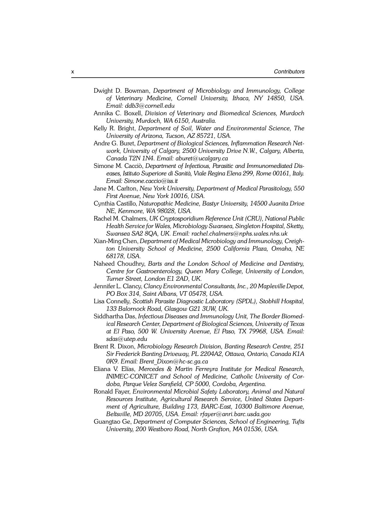 Giardia And Cryptosporidium From Molecules To Disease