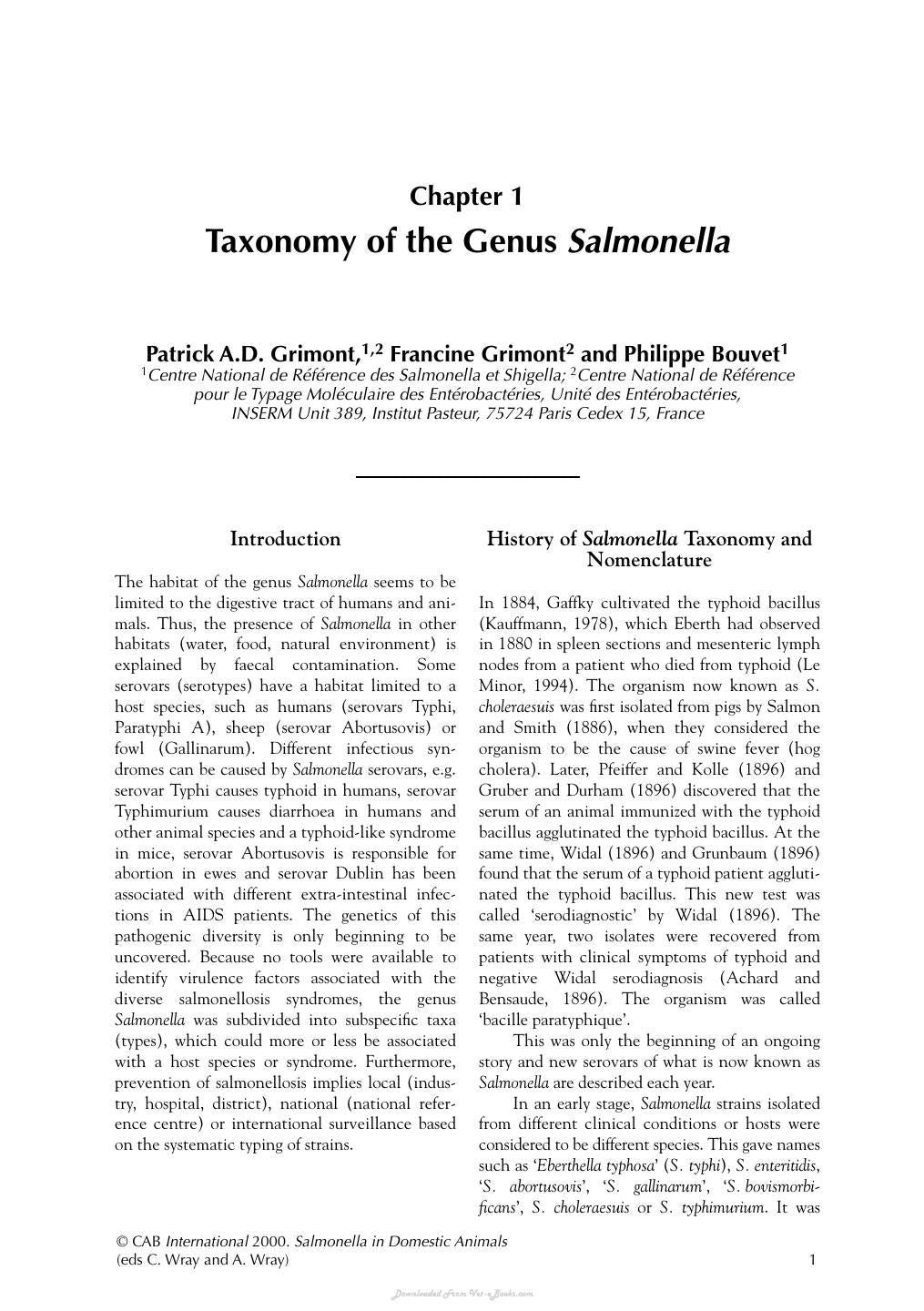 Salmonella In Domestic Animals