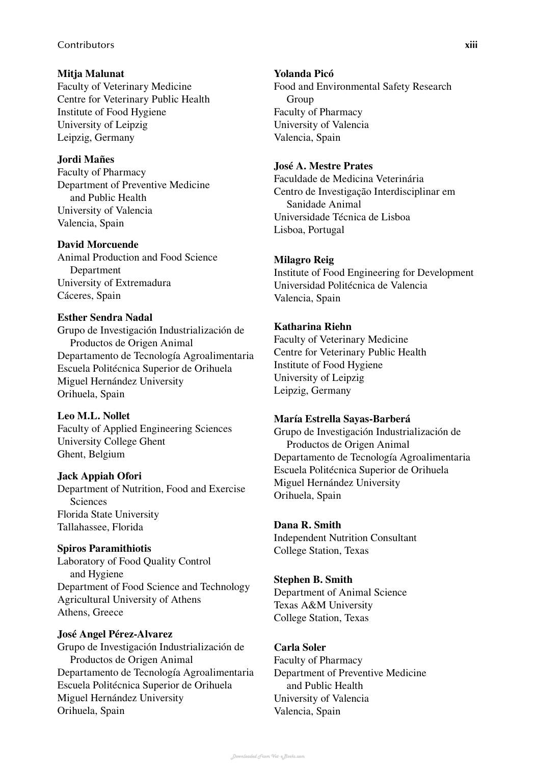 Handbook Of Analysis Of Edible Animal By Products