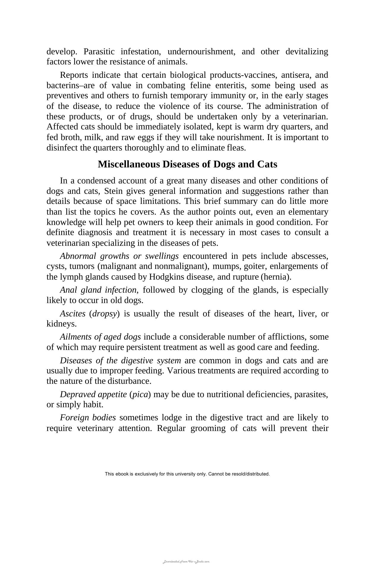 Diseases And Parasites Of Dogs And Cats
