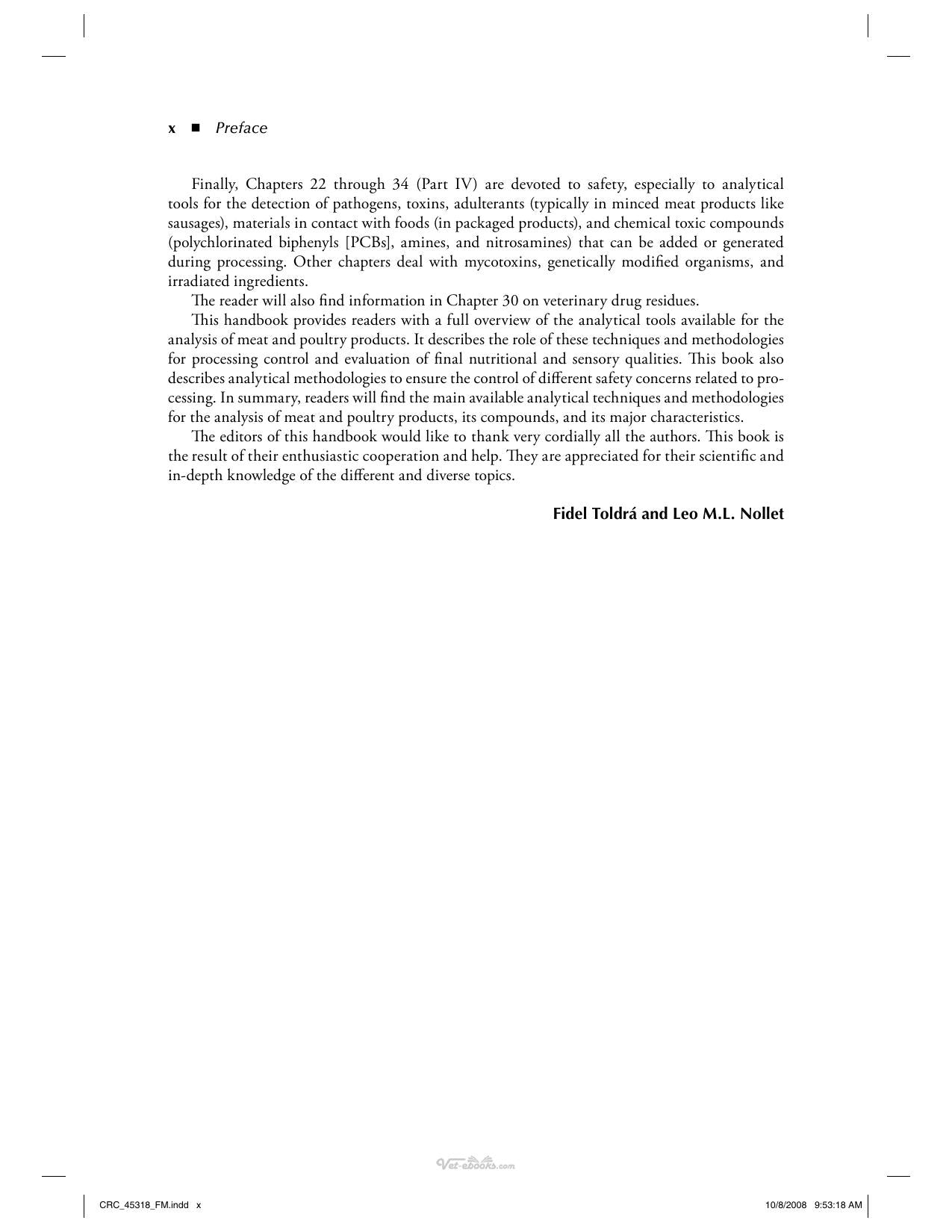Handbook Of Processed Meats And Poultry Analysis