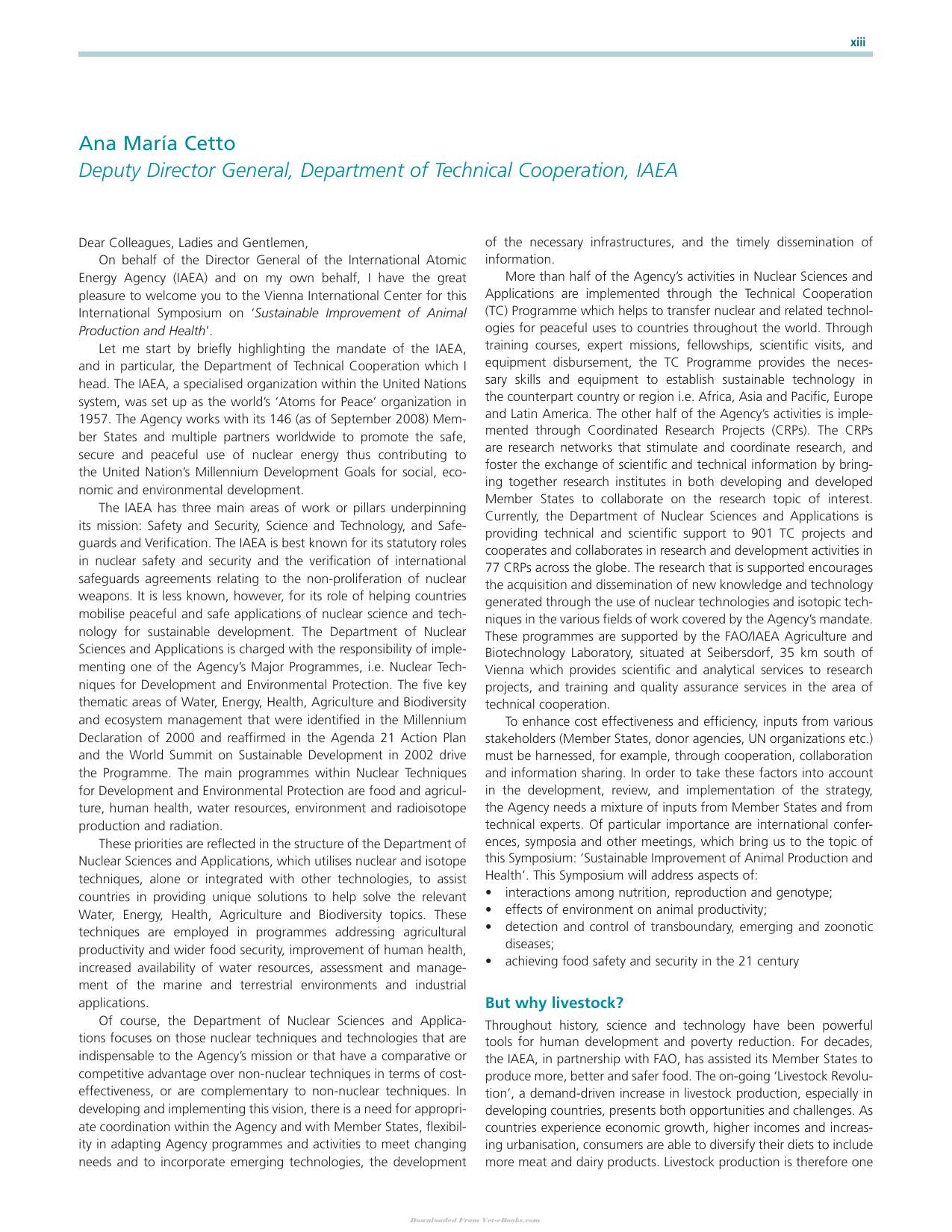 Sustainable Improvement Of Animal Production And Health