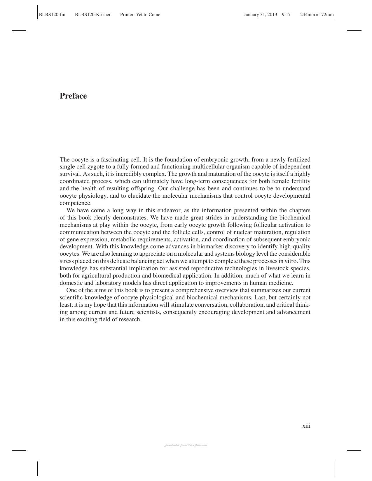 Oocyte Physiology And Development In Domestic Animals