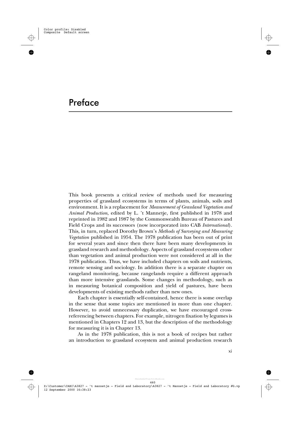 Field And Laboratory Methods For Grassland And Animal Production Research