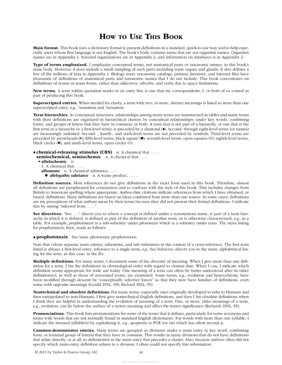 Preview page of Animal Behavior Desk Reference a Dictionary of Animal Behavior Ecology and Evolution Third Edition