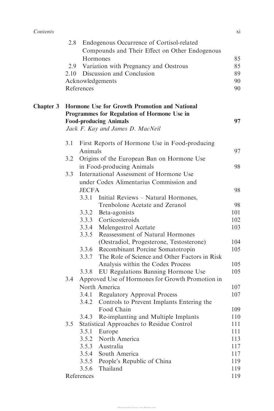Analyses For Hormonal Substances In Food Producing Animals
