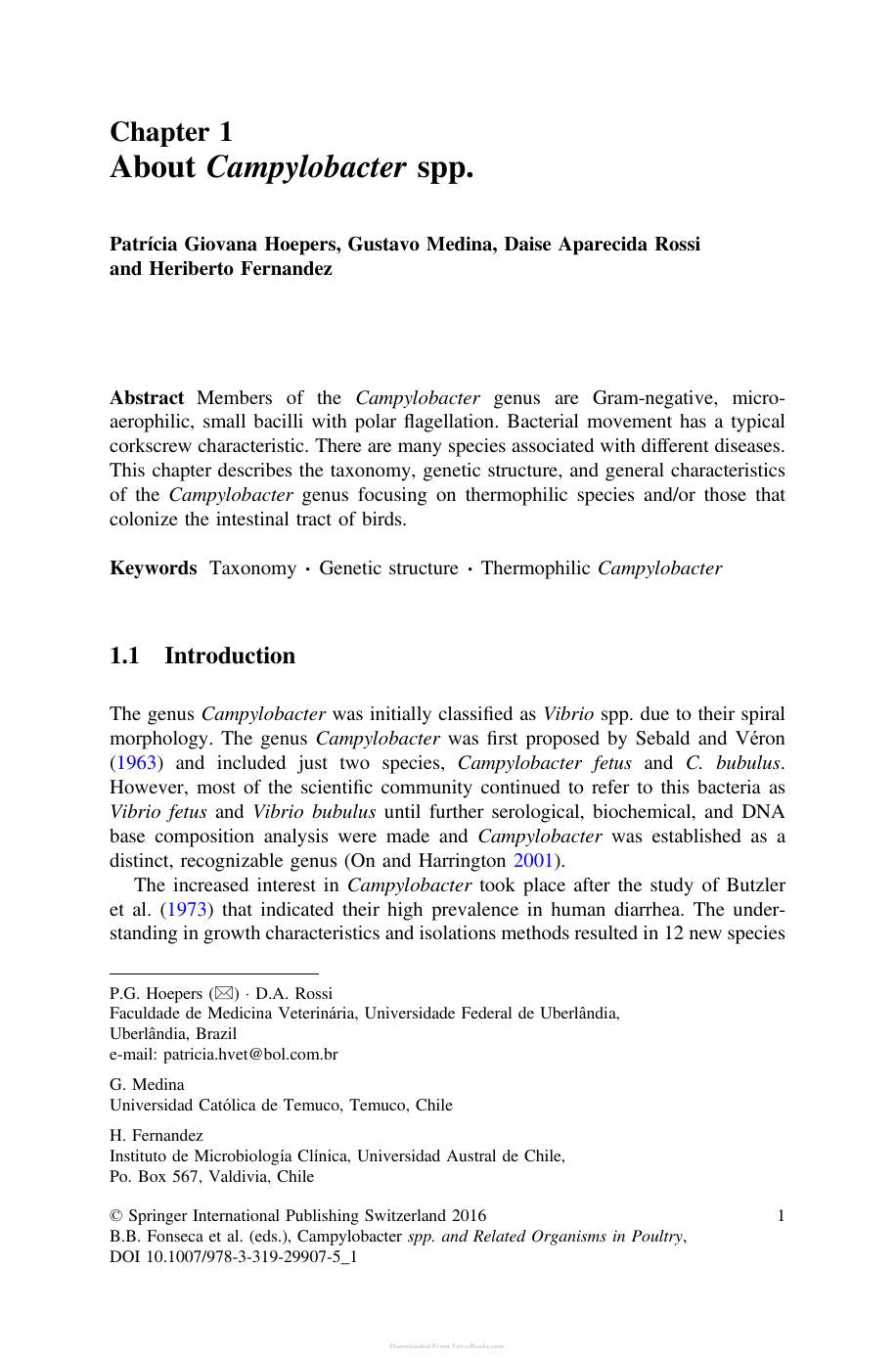 Campylobacter Spp And Related Organisms In Poultry