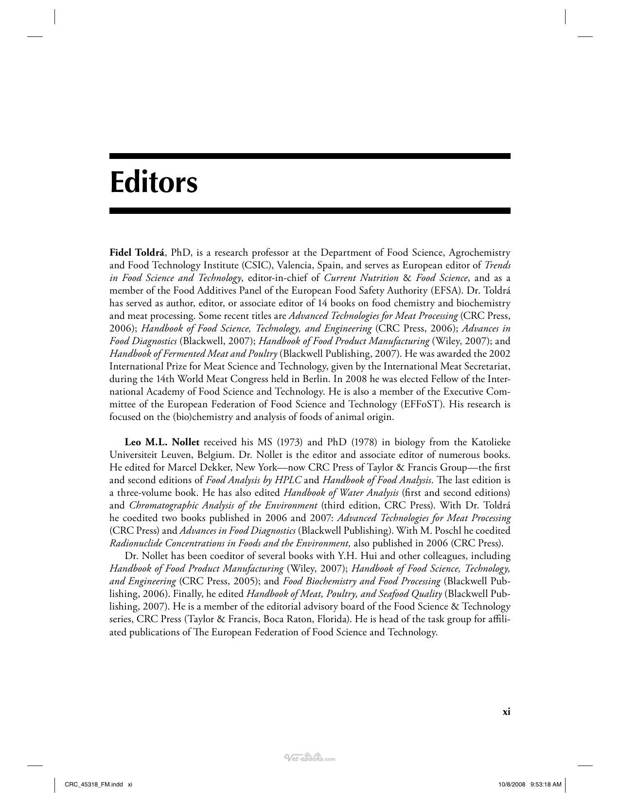 Handbook Of Processed Meats And Poultry Analysis
