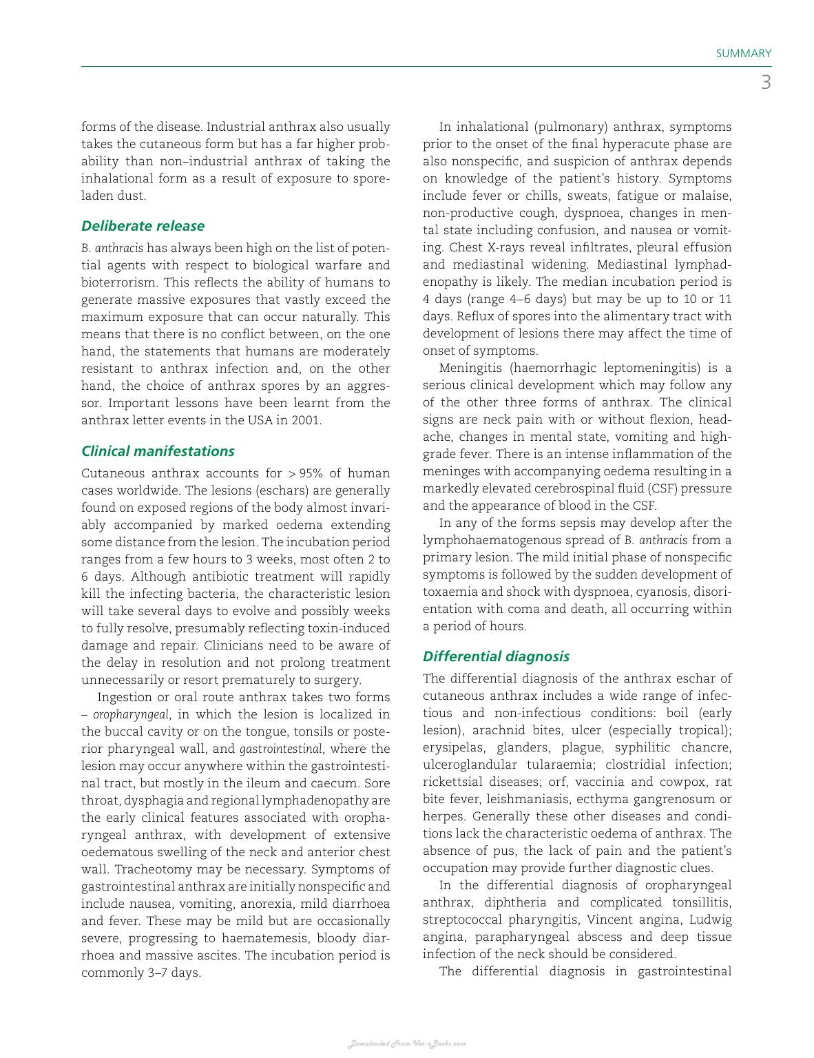 Anthrax In Humans And Animals 4Th Edition