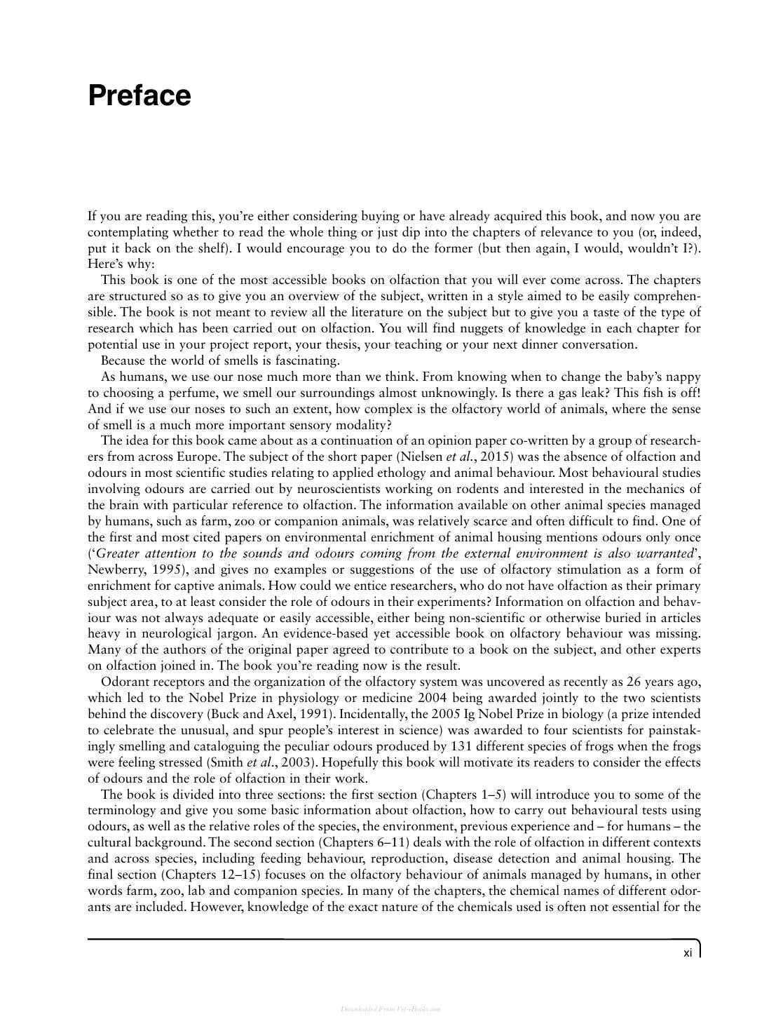 Olfaction In Animal Behaviour And Welfare
