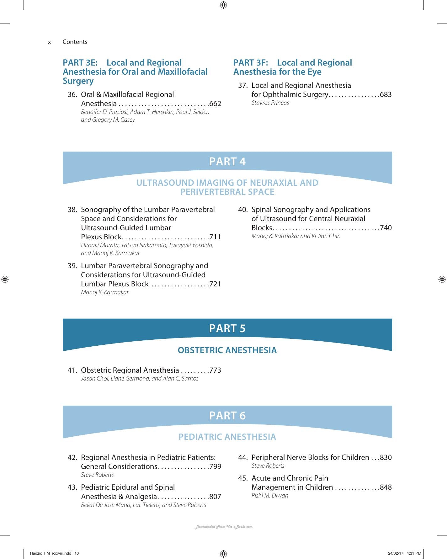 Hadzic’s Textbook of Regional Anesthesia and Acute Pain Management, 2nd Edition