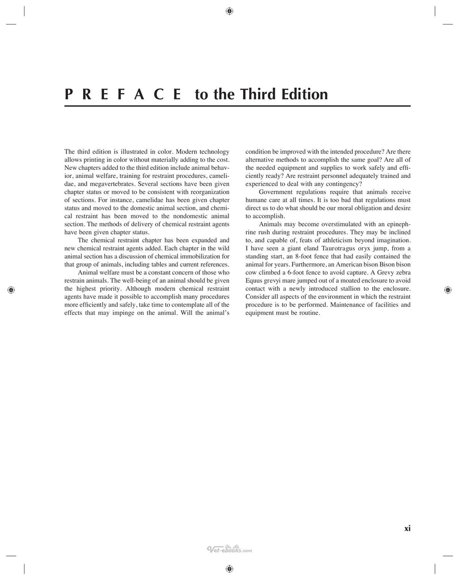 Preview page of Restraint and Handling of Wild and Domestic Animals 3rd Edition