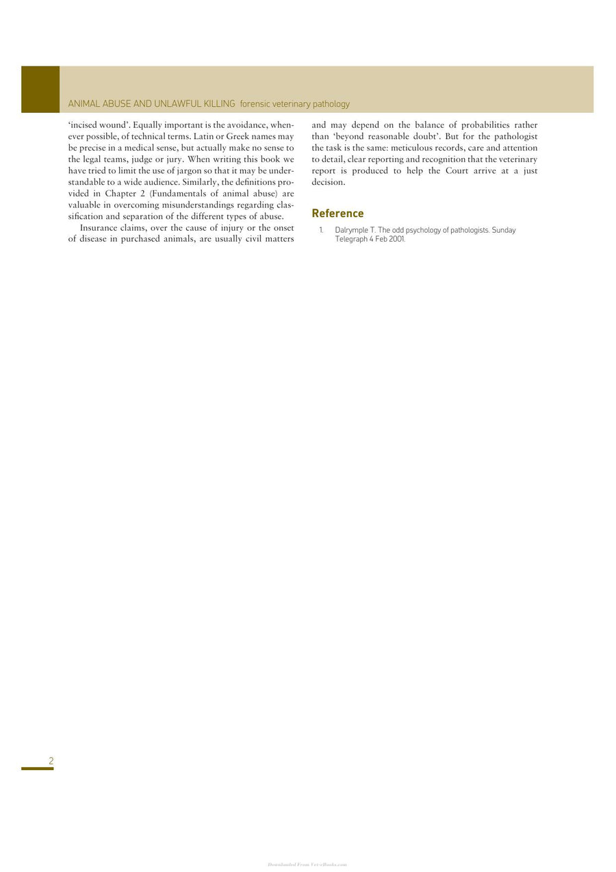 Preview page of Animal Abuse and Unlawful Killing Forensic Veterinary Pathology