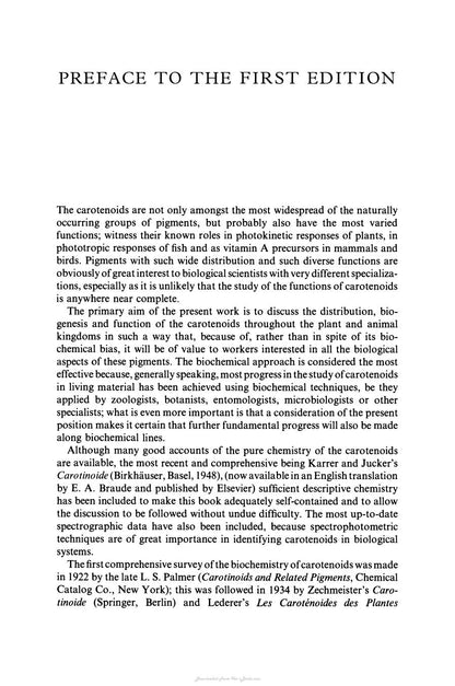 The Biochemistry of the Carotenoids Volume I Plants