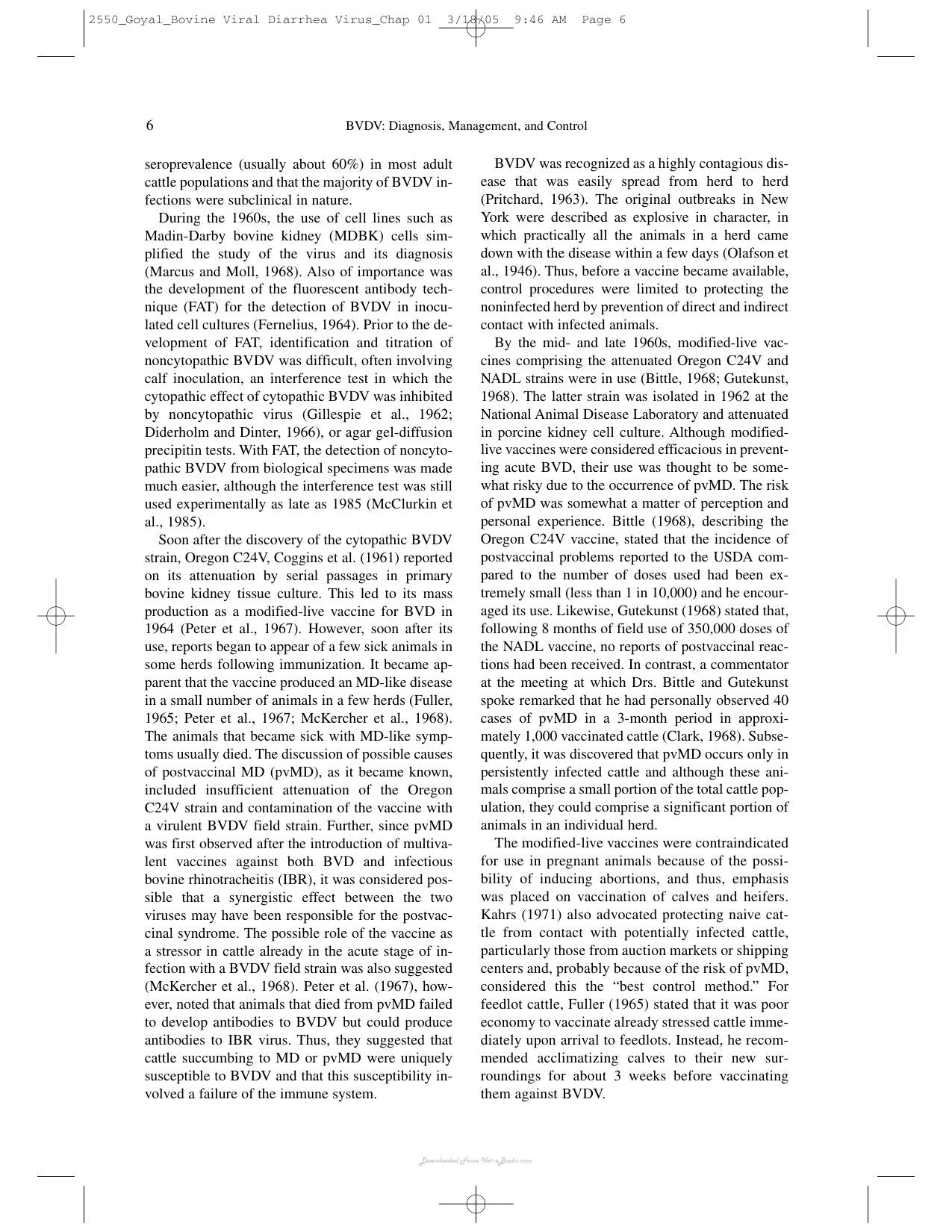 Bovine Viral Diarrhea Virus Diagnosis Management And Control