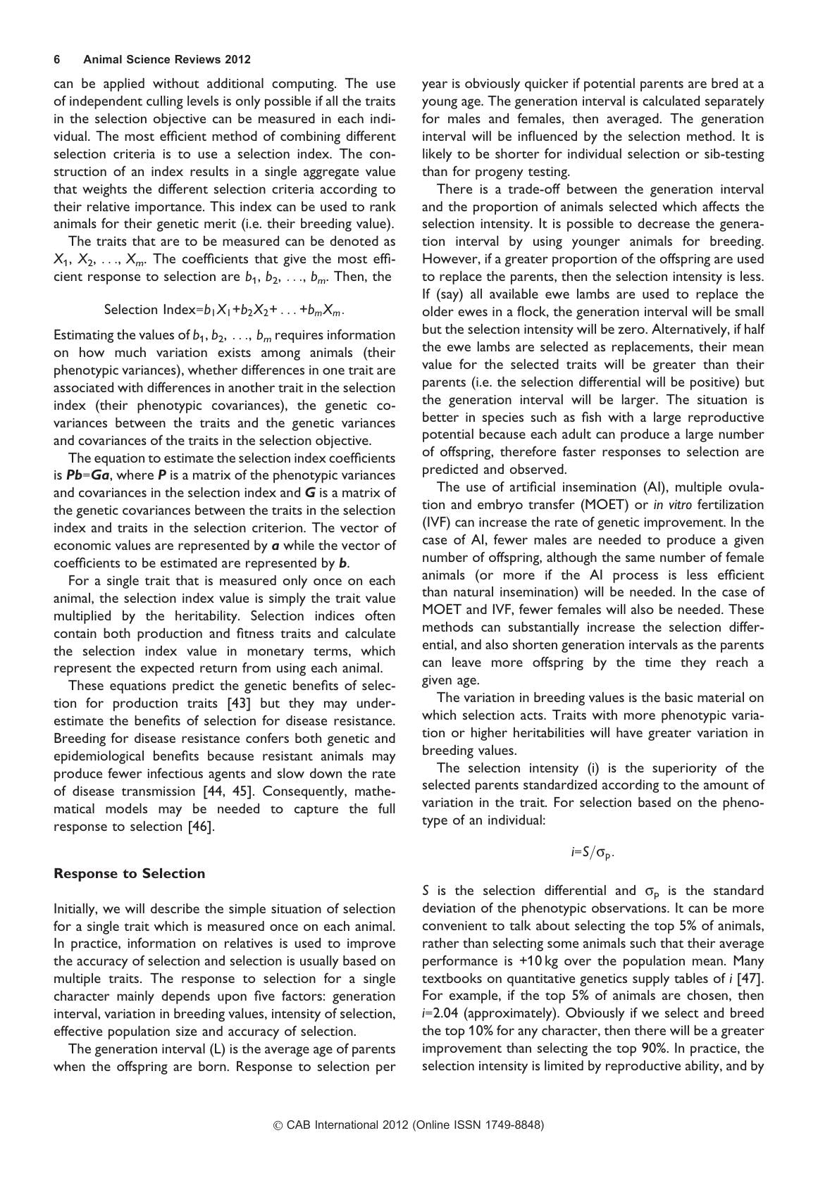 Animal Science Reviews 2012