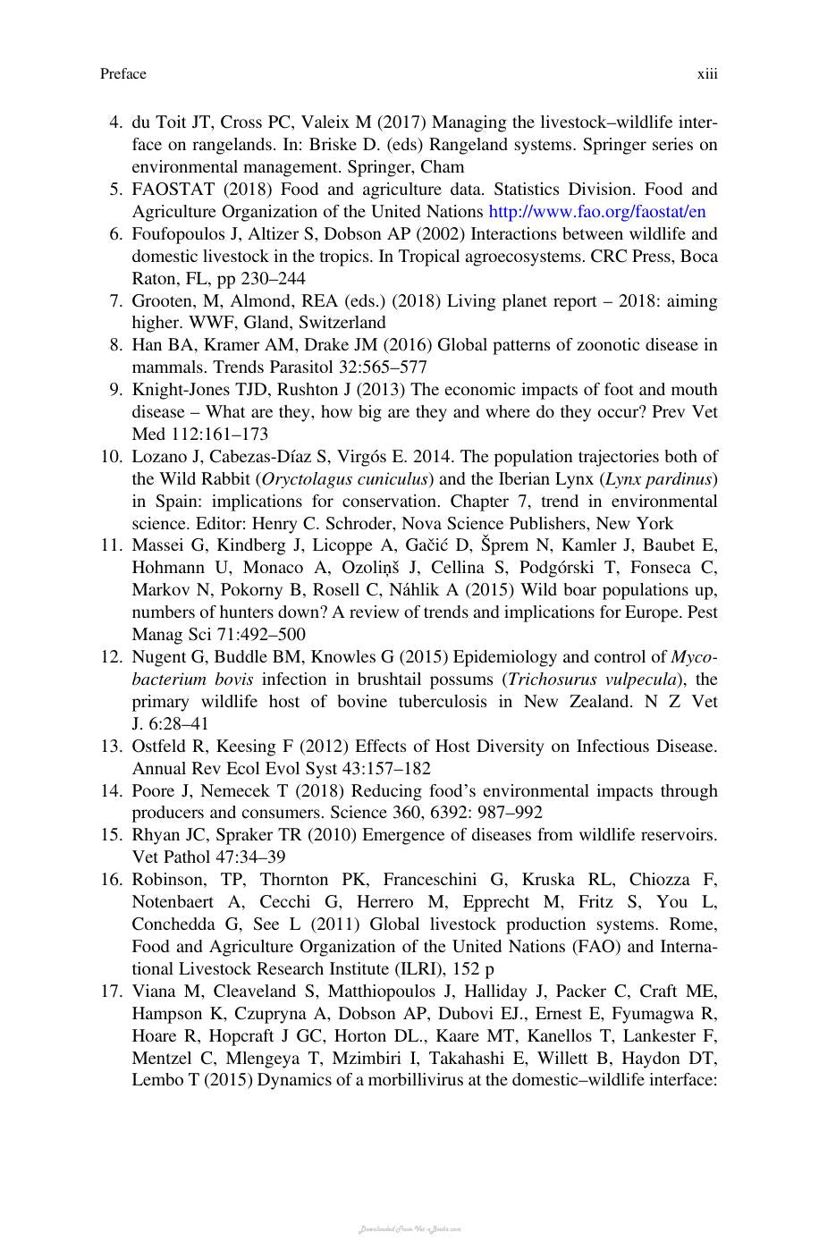 Diseases At The Wildlife Livestock Interface Research And Perspectives In A Changing World