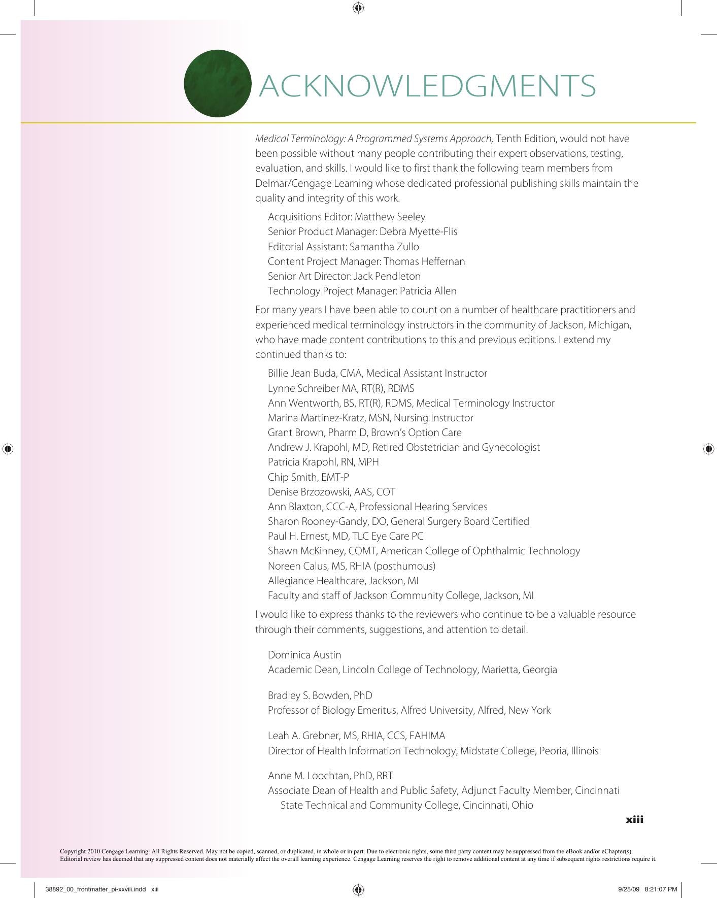 Medical Terminology A Programmed Systems Approach 10Th Edition
