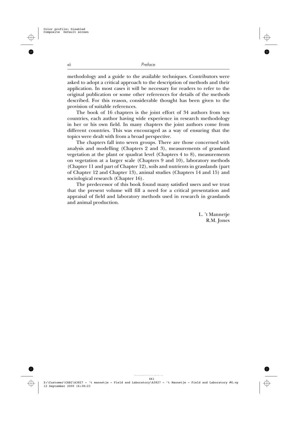 Field And Laboratory Methods For Grassland And Animal Production Research