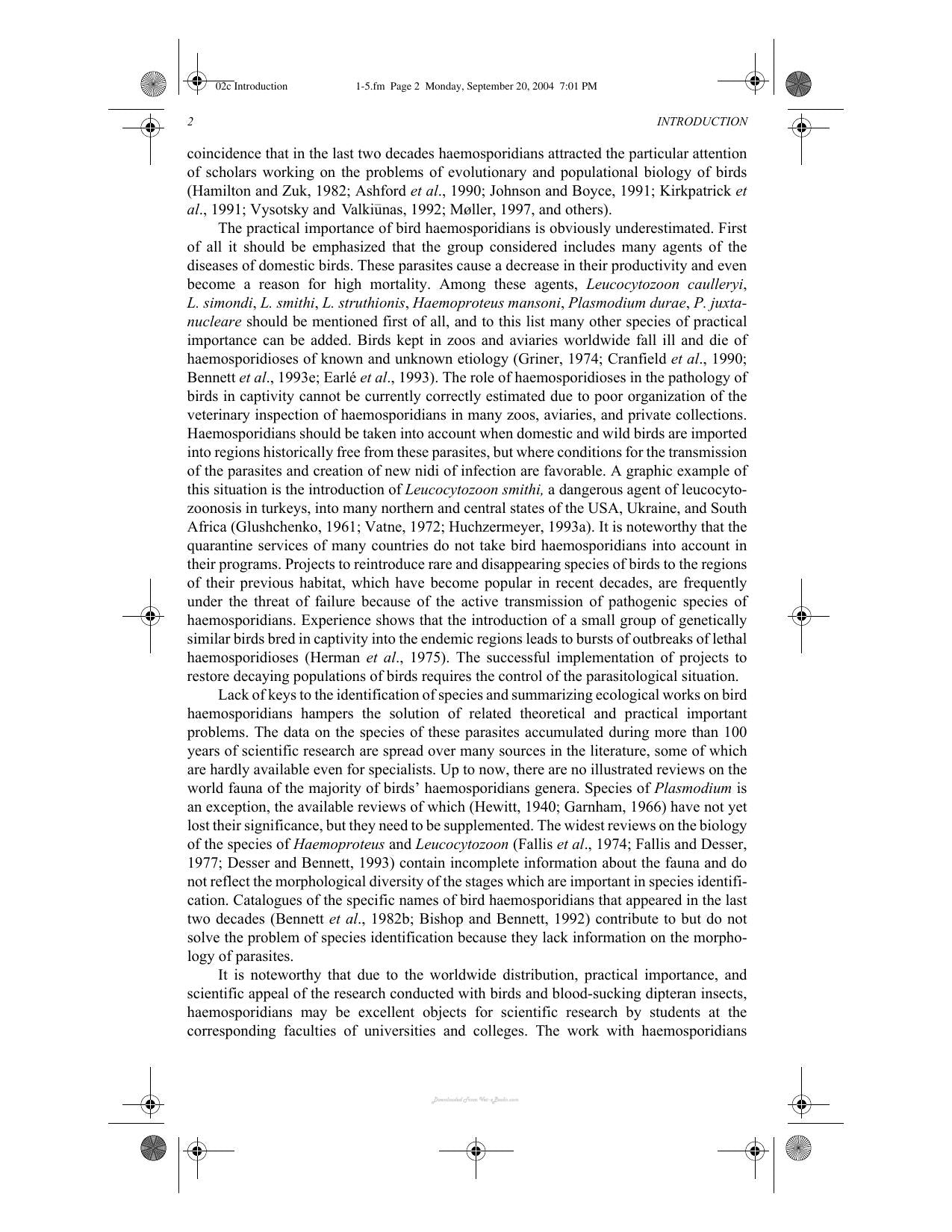 Avian Malaria Parasites And Other Haemosporidia