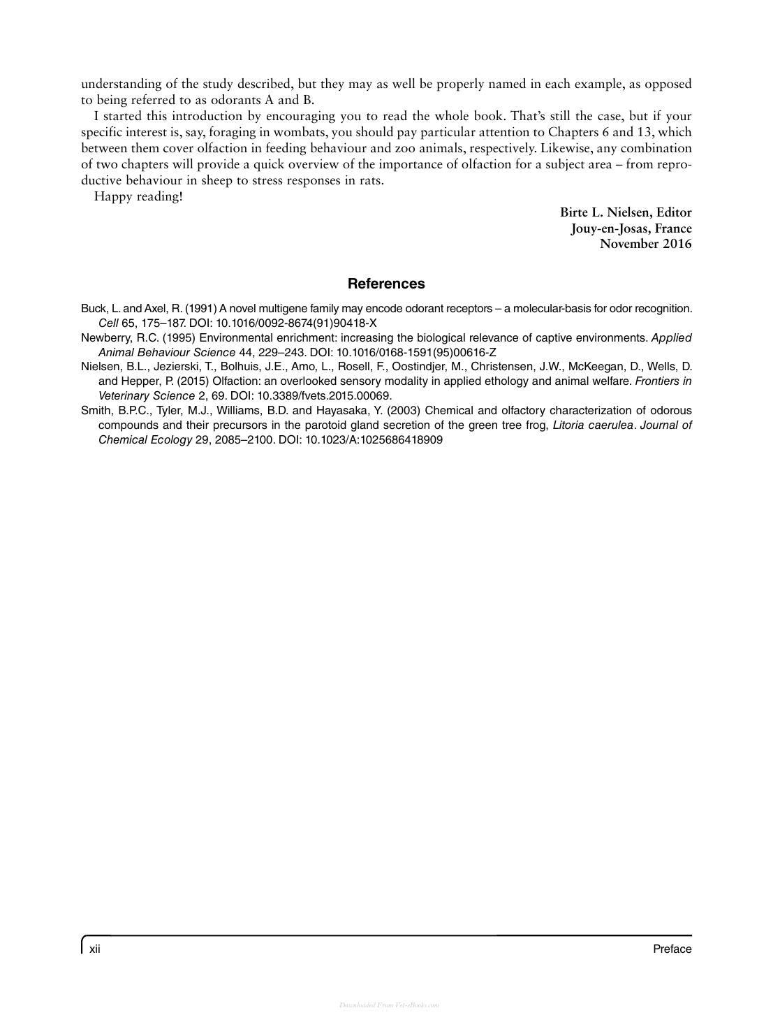 Olfaction In Animal Behaviour And Welfare