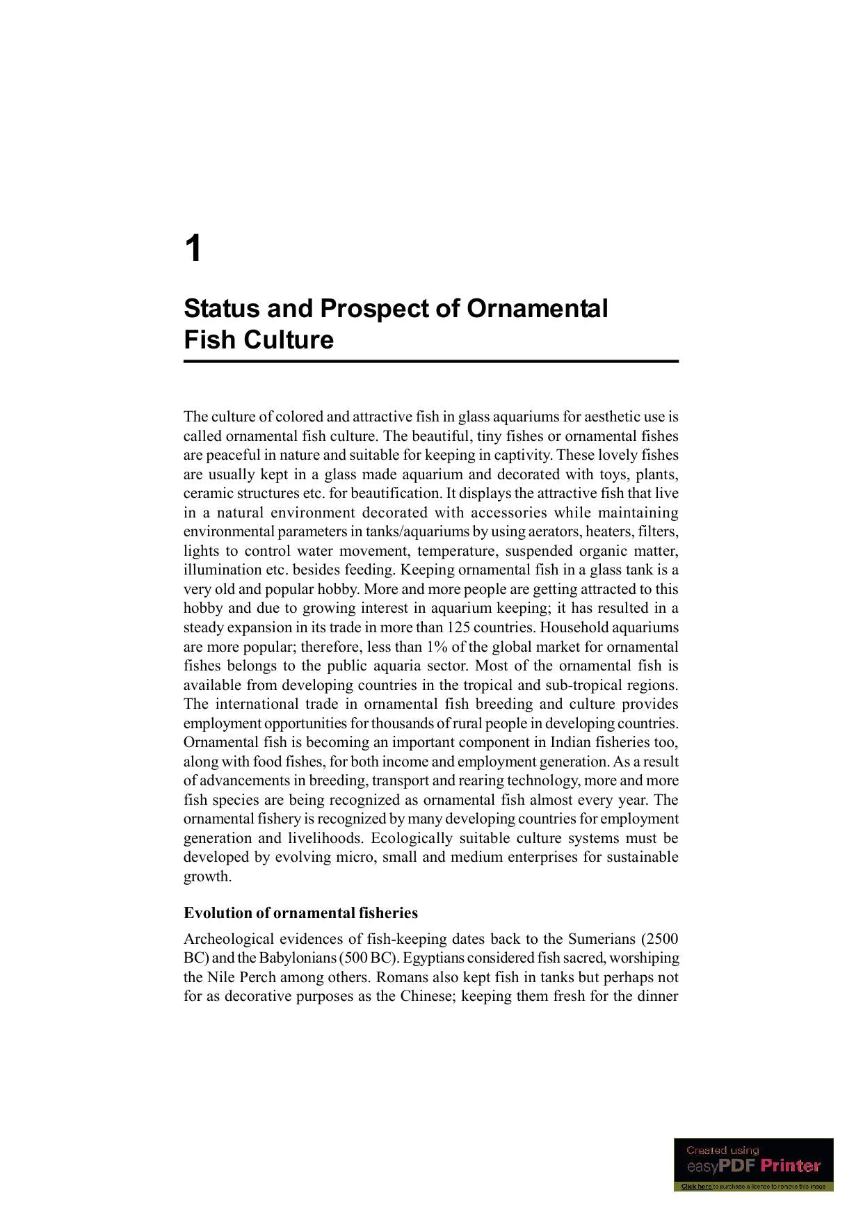Breeding And Culture Of Freshwater Ornamental Fish