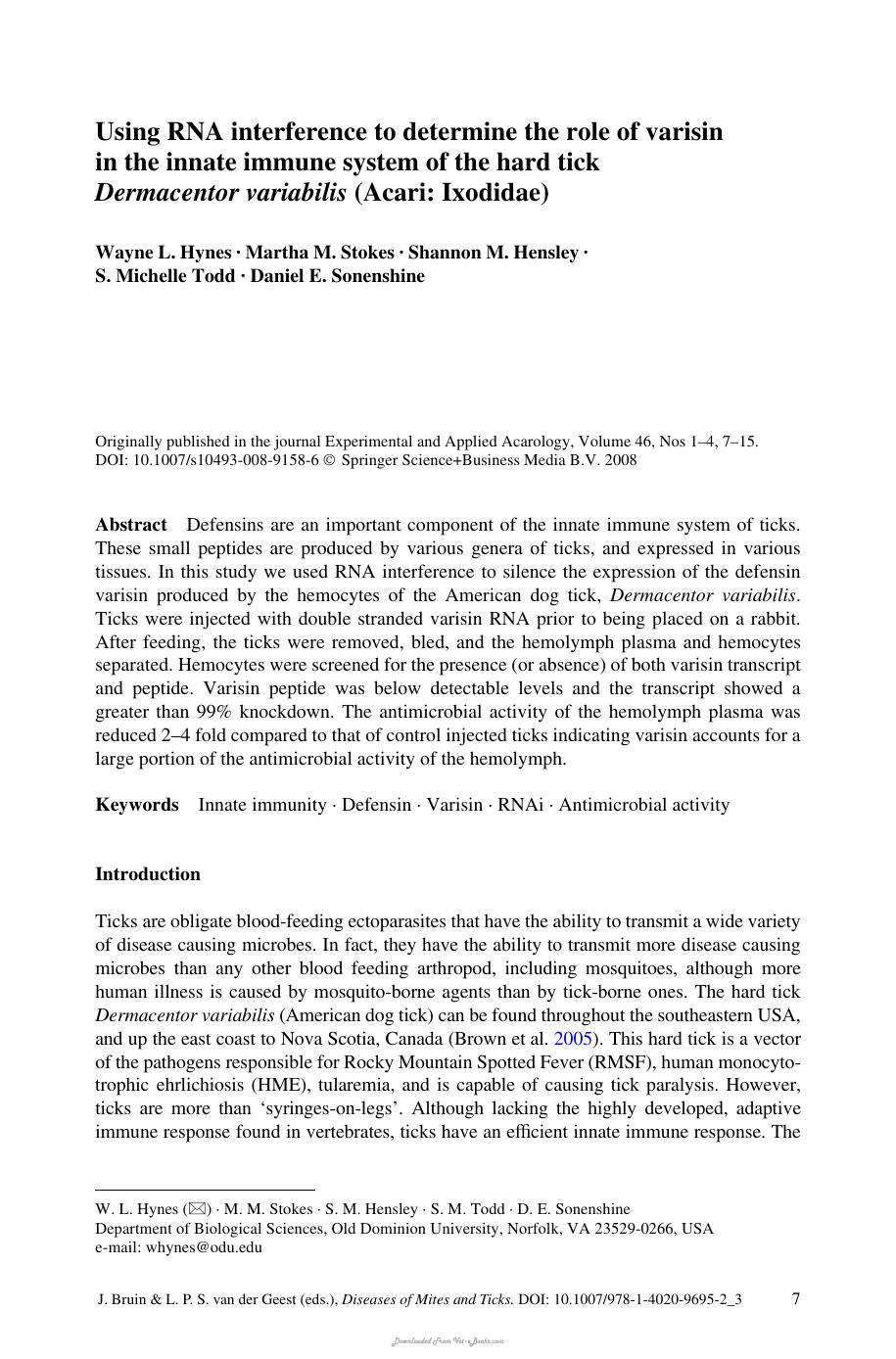 Diseases Of Mites And Ticks