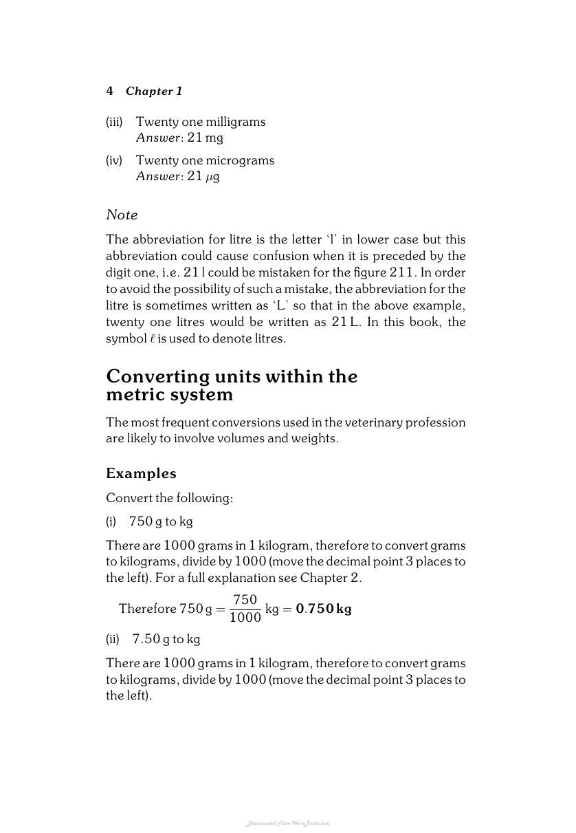 Calculations For Veterinary Nurses