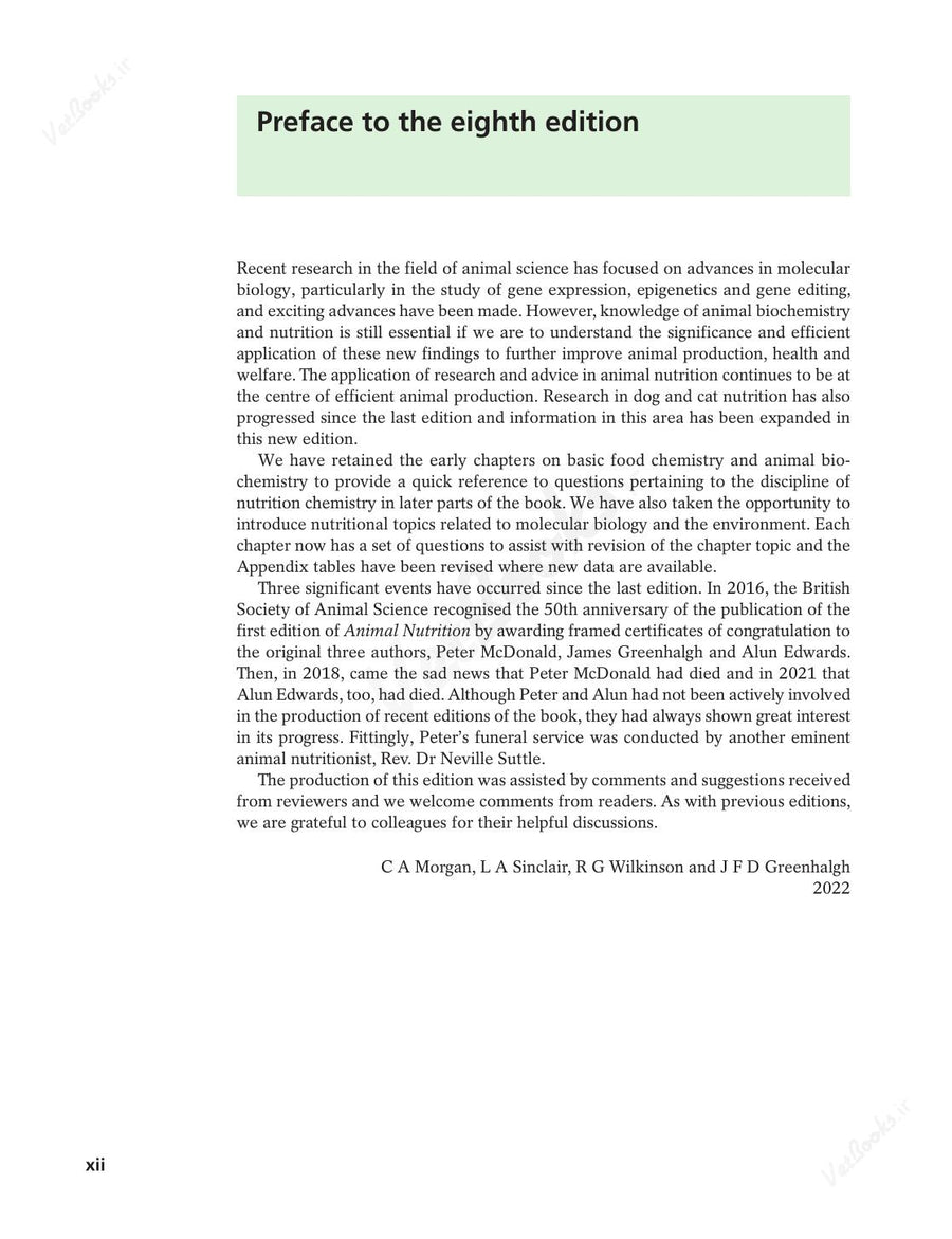 Preview page of Animal Nutrition 8th Edition