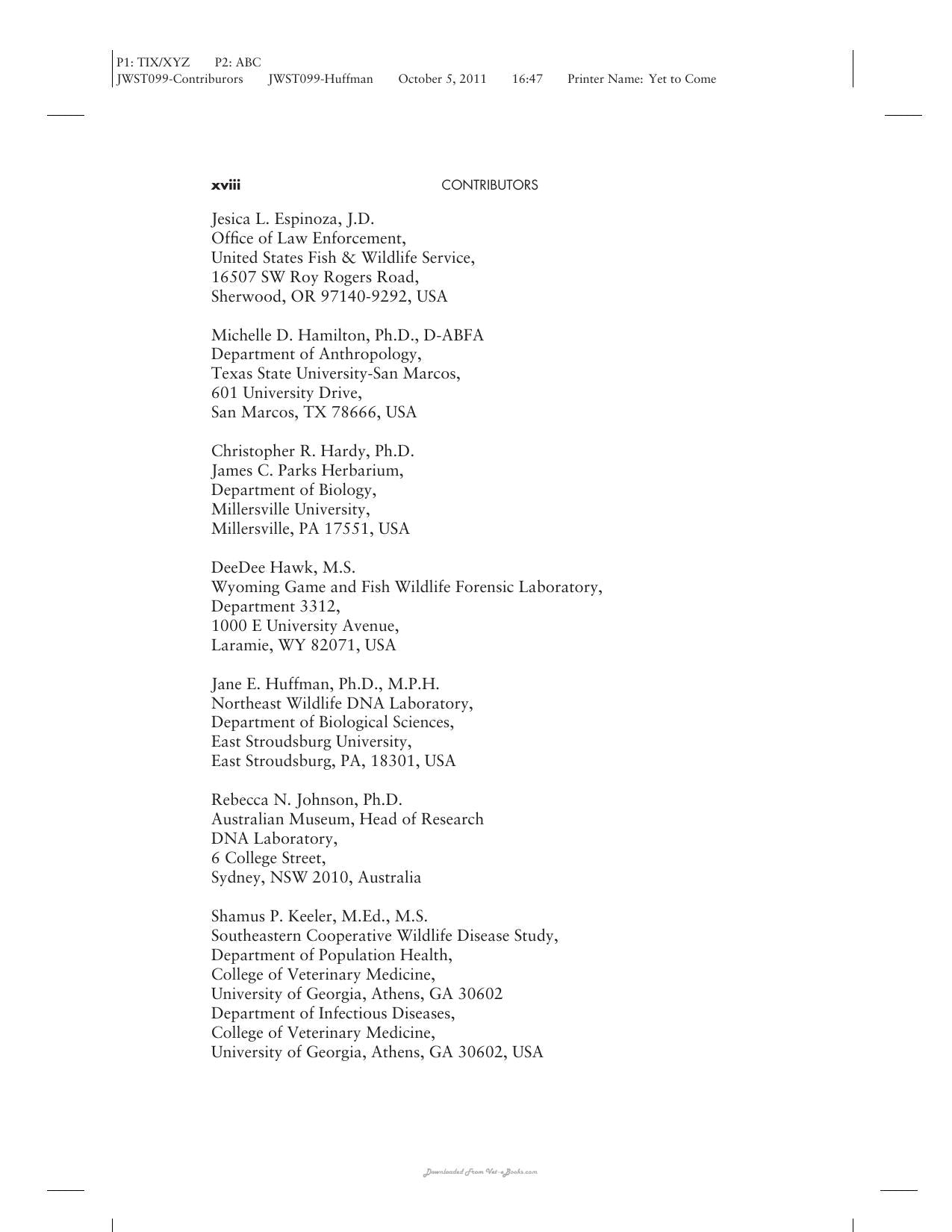 Wildlife Forensics Methods And Application