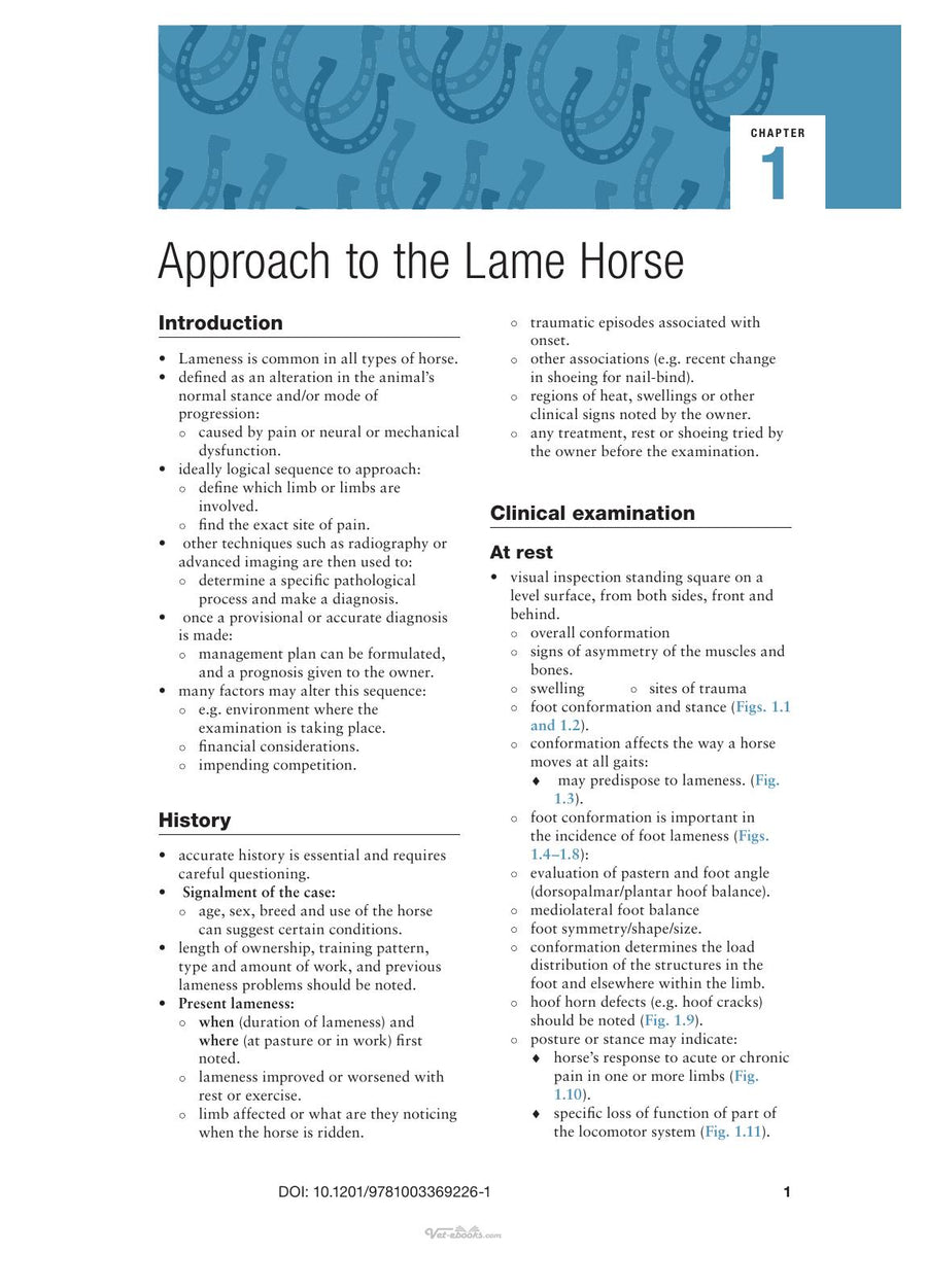 Preview page of Concise Textbook of Equine Clinical Practice Book 1 Lameness