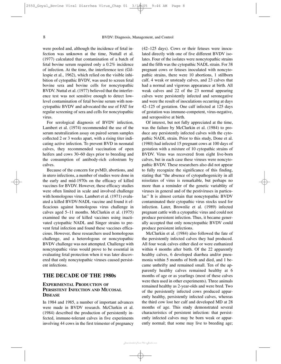 Preview page of Bovine Viral Diarrhea Virus Diagnosis Management and Control