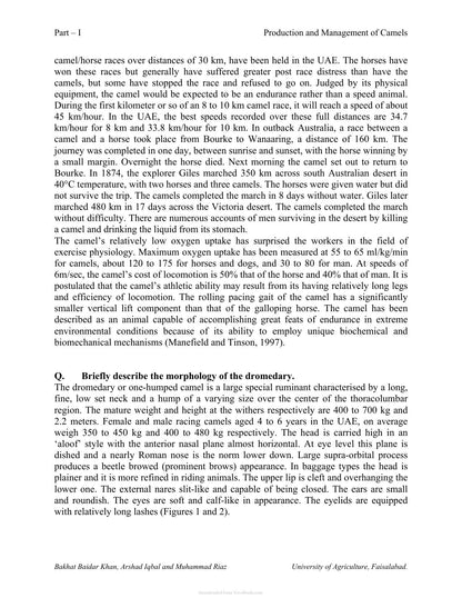 Production and Management of Camels