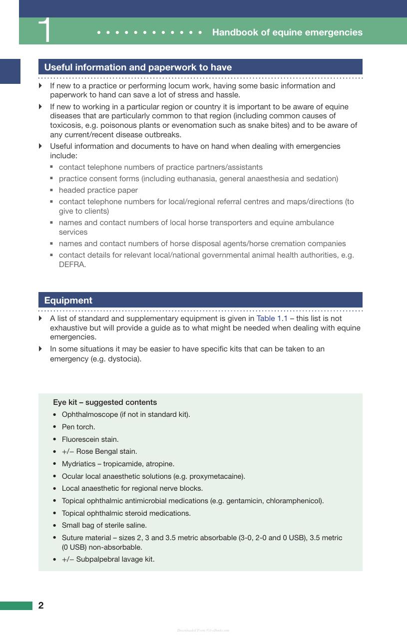 Handbook Of Equine Emergencies