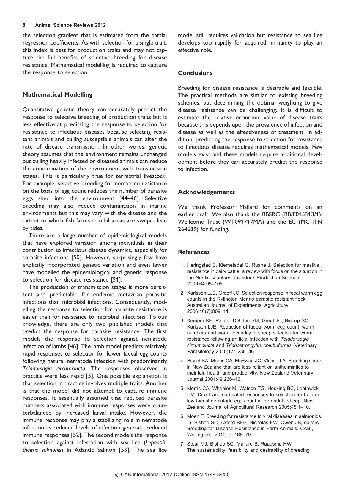 Animal Science Reviews 2012
