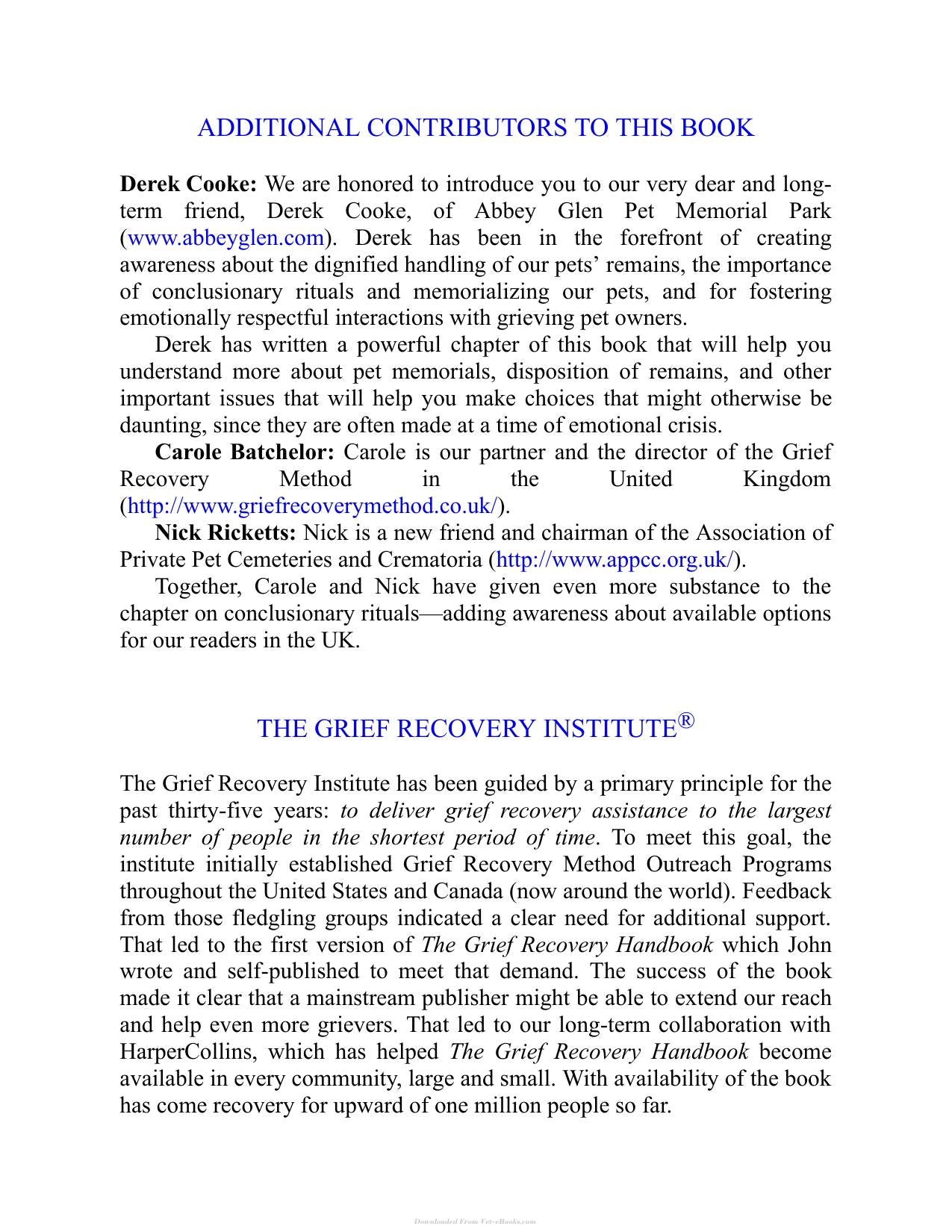 The Grief Recovery Handbook For Pet Loss