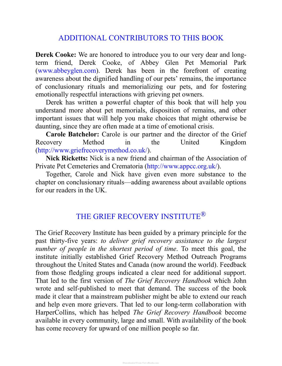 Preview page of The Grief Recovery Handbook for Pet Loss